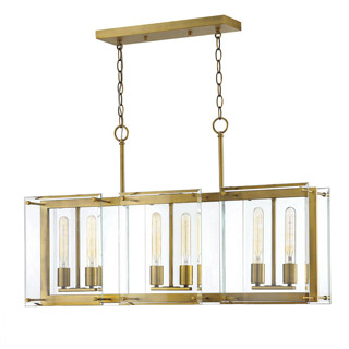 Savoy house 1-0602-6-322 Prescott 6 Light Warm Brass Linear Chandelier 