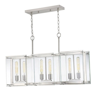 Savoy house 1-0602-6-SN Prescott 6 Light Satin Nickel Linear Chandelier 